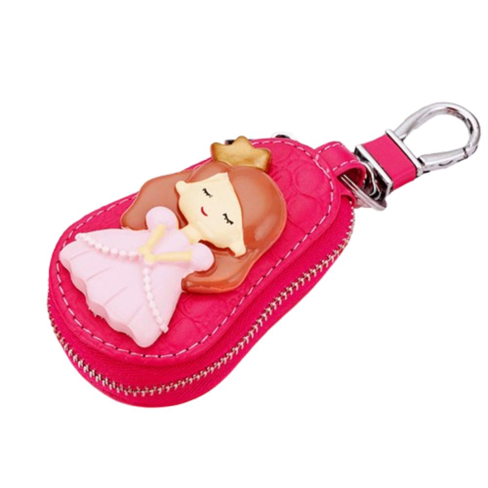 Cute Cartoon Princess Car Key Bag PU Leather Key Protective Case Car General Key Case Female
