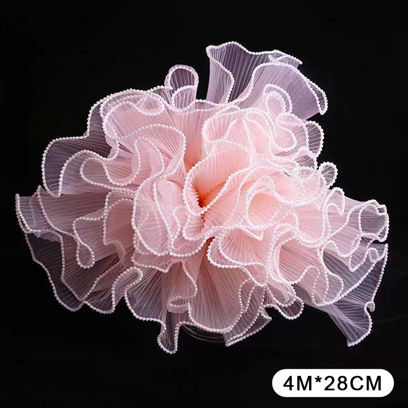 Волнистая пряжа Цветочное упаковочное покрытие Плиссированная пряжа Упаковка для букетов флориста Кружевная сетка DIY Цветы Подарочная обертка Материалы 28смx4.5М