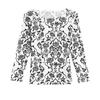 Spring New Mesh Printed Inner and Outer Bottoming Shirt for Women Round Neck Pullover T-shirt Top