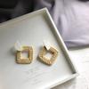 Earrings Gift Ear Geometric Stud Dangle Jewelry Women Woven Straw Rattan Wooden  Unique