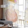 Retro Watercolor Sea Urchin Shell Starfish Ocean Sheer Curtains Modern Gauze Curtain for Living Room Bedroom Voile Yarn Curtains