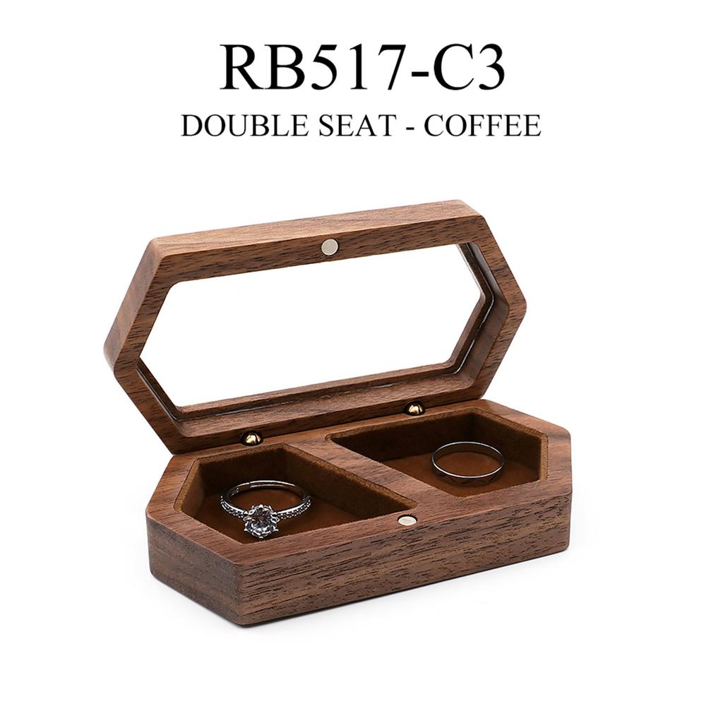 Мини-органайзер для ювелирных изделий, коробка для обручальных колец, дорожный футляр из орехового дерева, держатель для сережек для предложения, свадебная церемония