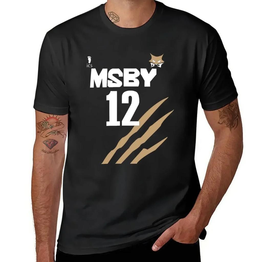 Bokuto Koutarou Jersey - Haikyuu!! MSBY Black Jackals Wing Spiker, No. 12 T-Shirt Short sleeve tee black t-shirts for men