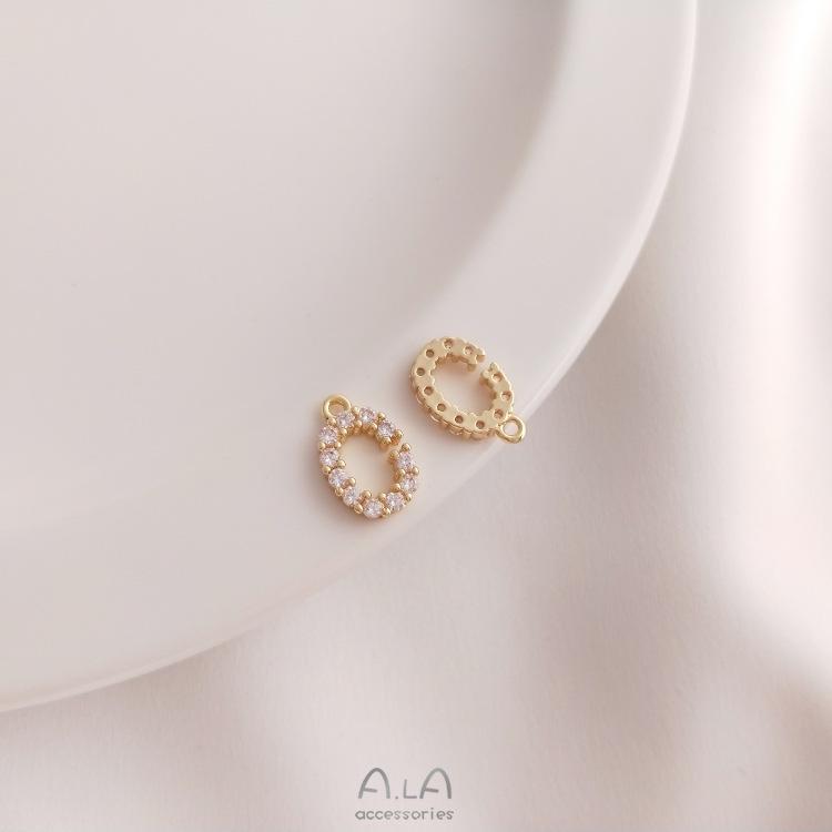 14K Gold Plated Zircon Alphabet Pendant for DIY Jewelry Accessories