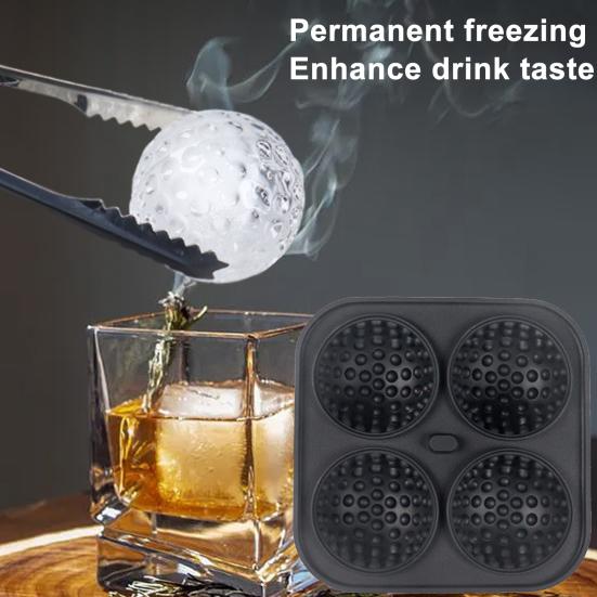Ice Cube Mold Golf Ball Spherical Ice Mold Non-stick Flexible Silicone Ice Ball Maker for Home Kitchen Bar