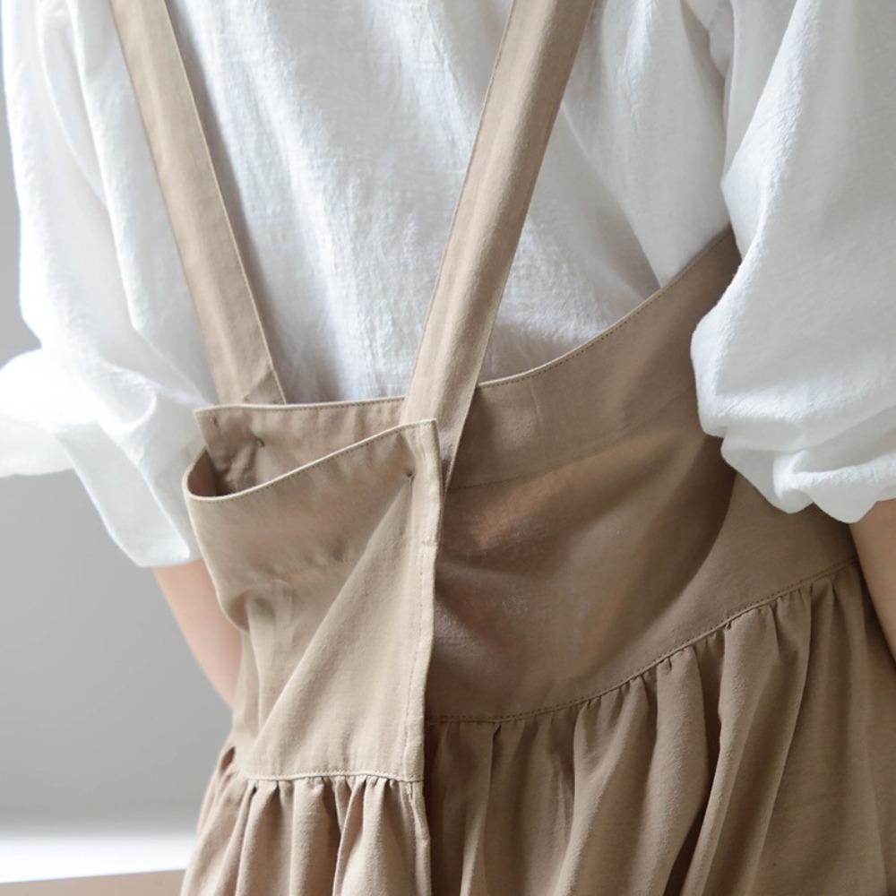 Adjustable Straps Korean Style Apron Cotton Cooking Apron Multifunctional Kitchen Apron  Baking