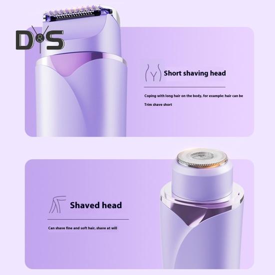 Женская электробритва с двумя головками, светодиодный дисплей, USB-перезаряжаемая, IPX7, водонепроницаемая, портативная, для лица, тела, зоны бикини, рук, ног, эпилятор, бритва