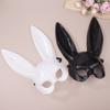 Half Face Rabbit Mask Black White Halloween Mask Christmas Bar Masquerade Party Rabbit Ears Masks Sexy Cosplay Props