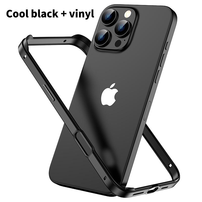 Hybrid Silicone Frame Aluminum Metal Phone Case for iPhone 16 15 14 Plus 13 12 11 Pro Max Xs Xr Anti-Fall Corners Bumper Cover