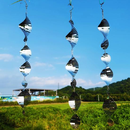 3D спиральный ветряной вертушка, отпугиватель птиц, украшение для сада, двора, фермы, подвесной ветряной колокольчик из нержавеющей стали, устройство для отпугивания птиц, украшение