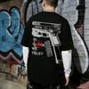 Мужская оверсайз хлопковая футболка с двусторонним принтом в уличном стиле