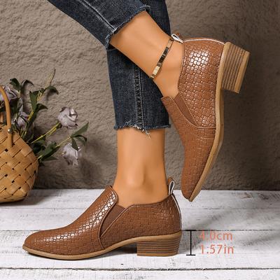Модная женская обувь Весна и Осень Новые туфли на блочном каблуке Острый носок Закрытая стопа Модные легкие одинарные туфли больших размеров