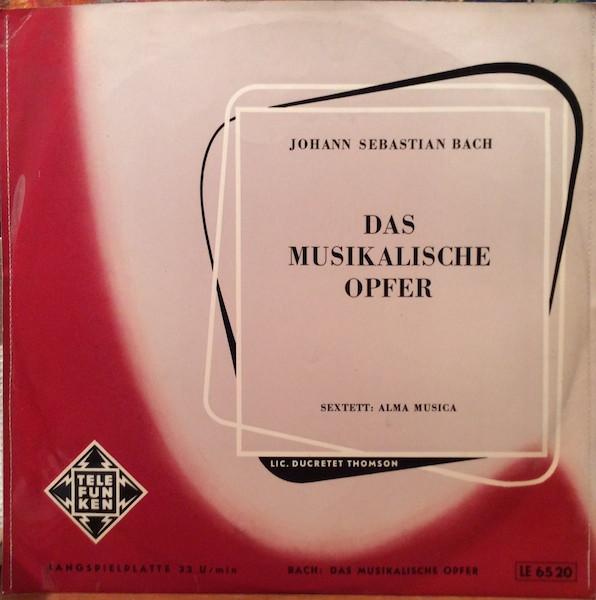 Виниловая пластинка БАХ Секстет ALMA MUSICA Иоганн Себастьян Бах Das Musikal LE6520 TELEFUNKEN 1957 Германия Классическая Б/у