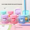 Colorful Cartoon Pencil Sharpener - Dual Hole, Rotating, Transparent Cover, for Primary Students