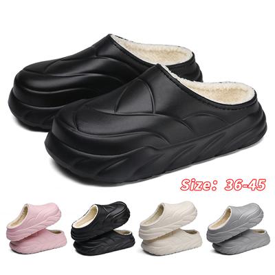 Теплая зимняя хлопковая обувь, женские теплые меховые домашние тапочки, нескользящие плюшевые тапочки из ЭВА, домашние тапочки для пар с толстой подошвой, шлепанцы