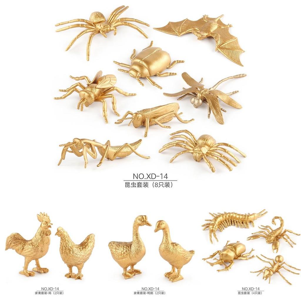 Набор миниатюрных ПВХ моделей сельскохозяйственных животных, включающий реалистичных кур, уток, гусей и насекомых для детей и коллекционеров