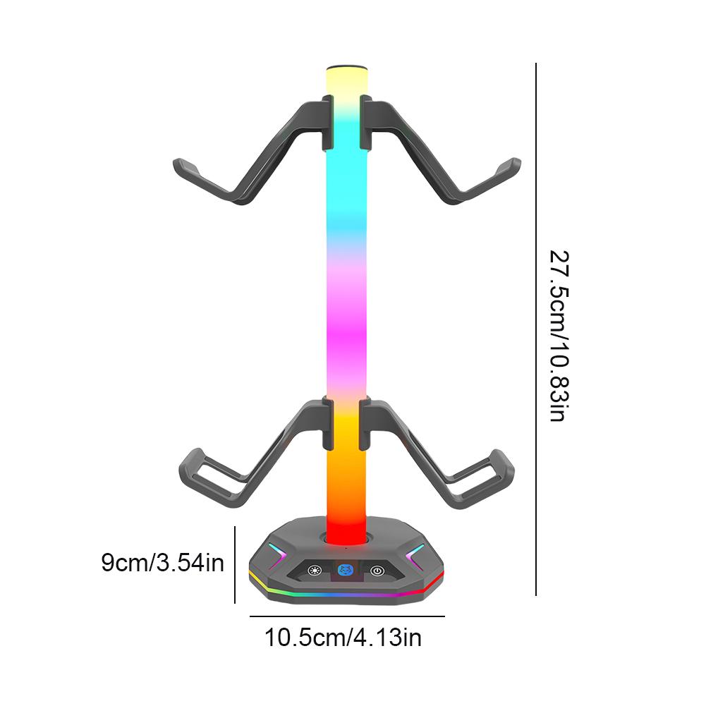 RGB Game Controller Holder 8 Lighting Effects Gaming Headphones Stand with 3 USB Ports Gamepad Display Rack for Switch PS5 Xbox