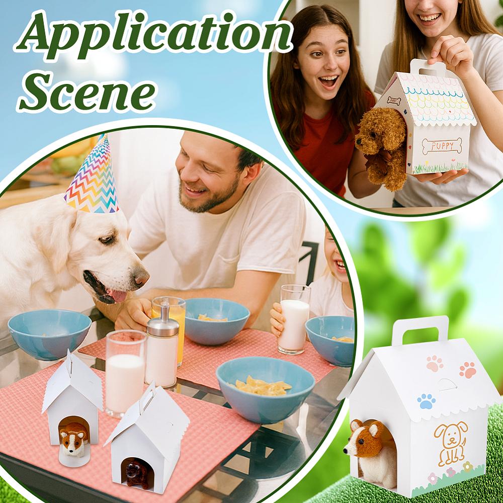24pcs Paper Party Gift Tote Boxes with Window for Pet House Shape White Finished Product: 12x10x18cm