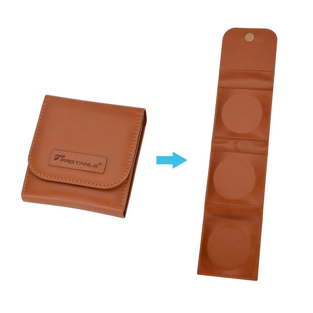 PRO TANLE Filter Hard Storage Case PU Leather Protective Bag Dust-Proof Carrying Punch Holds 3PCS