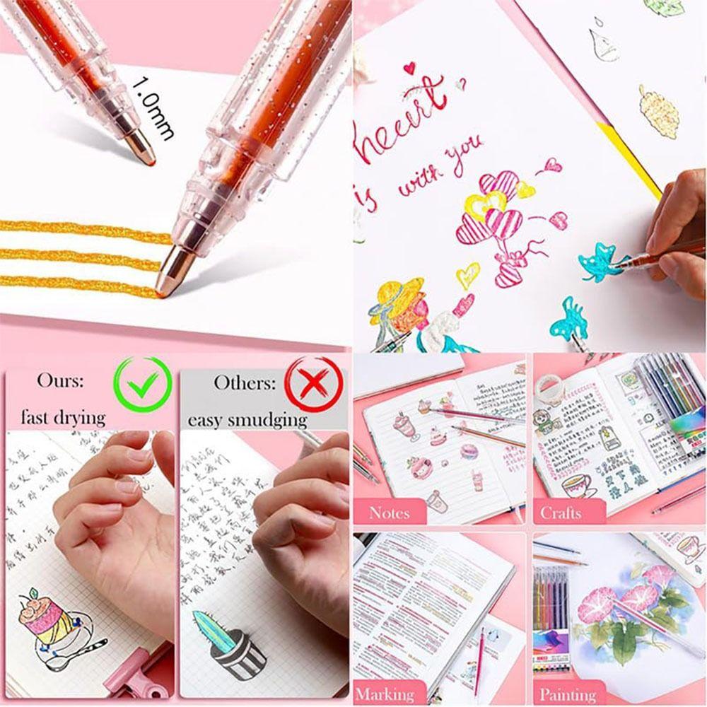 Fun Glitter Gel Pen Set Glitter Students Stationery for Drawing New Colored Pens Set