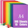 100 Sheets 10 Colours Coloured Paper, A4 Size Origami Paper, Double Sided Printing, Scrapbooking Party Decorations DIY Crafts School Paper