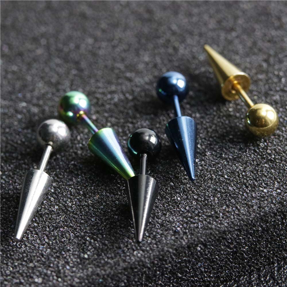 Gothic Men Round Ball Women Fashion Jewelry Piercing Earrings Titanium Steel Ear Stud