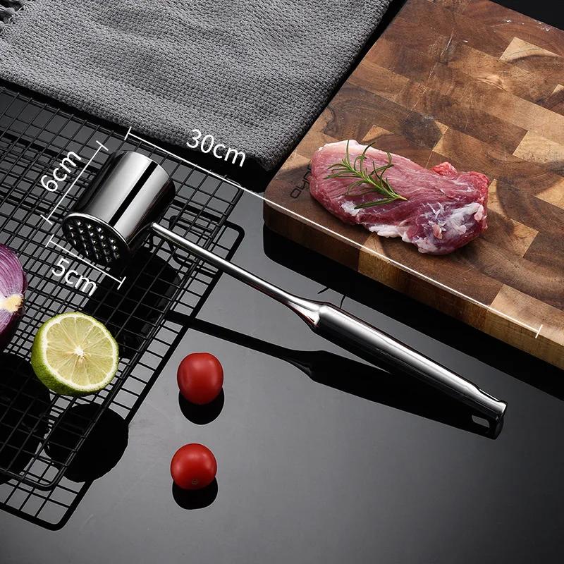 Сталь 304 Молоток для мяса Размягчитель мяса Домашние стейк свинина куриная грудка Инструменты для приготовления пищи Гаджеты для зоны подготовки еды Прочный