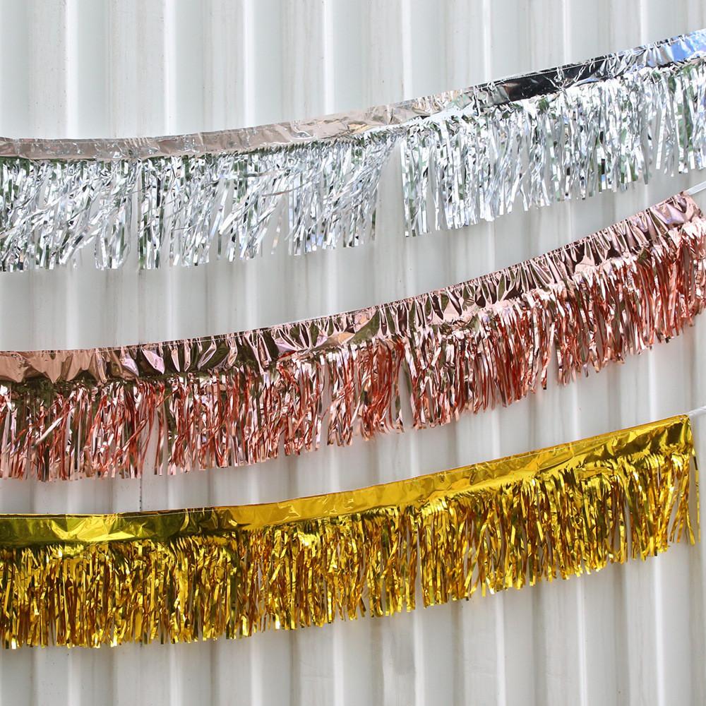 Vibrant Rain Silk Streamer Decorative Party Banner For Wedding And Events In Gold Pink Rose Gold Silver Blue And Green 25cm X 2.75m