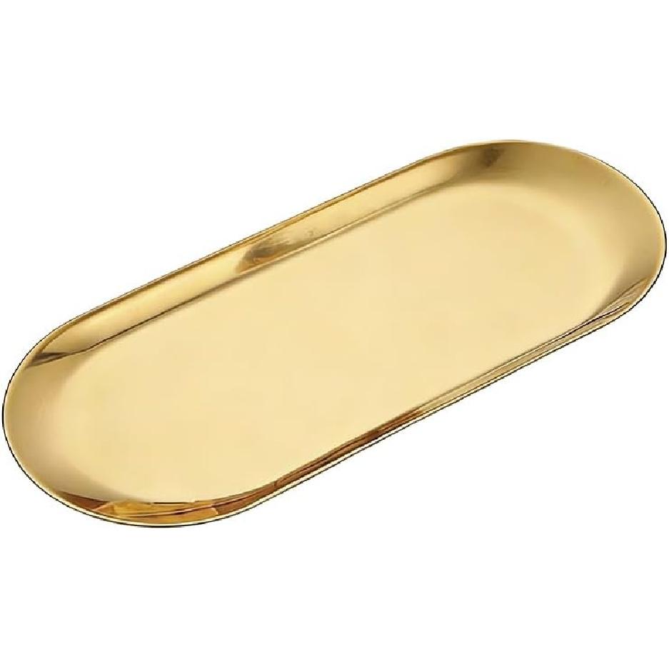 Oval Silver Tray Set, Elegant Silver Accent Decor for Vanity, Bathroom, and Kitchen, Stylish Stainless Steel Trays for Home Decor and Organization