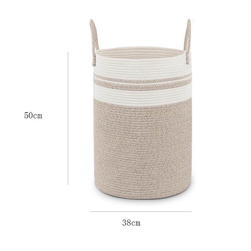Плетеная корзина для хранения из хлопковой веревки, бамбуковая корзина, корзина для грязного белья, складная корзина для мелочей с ручками