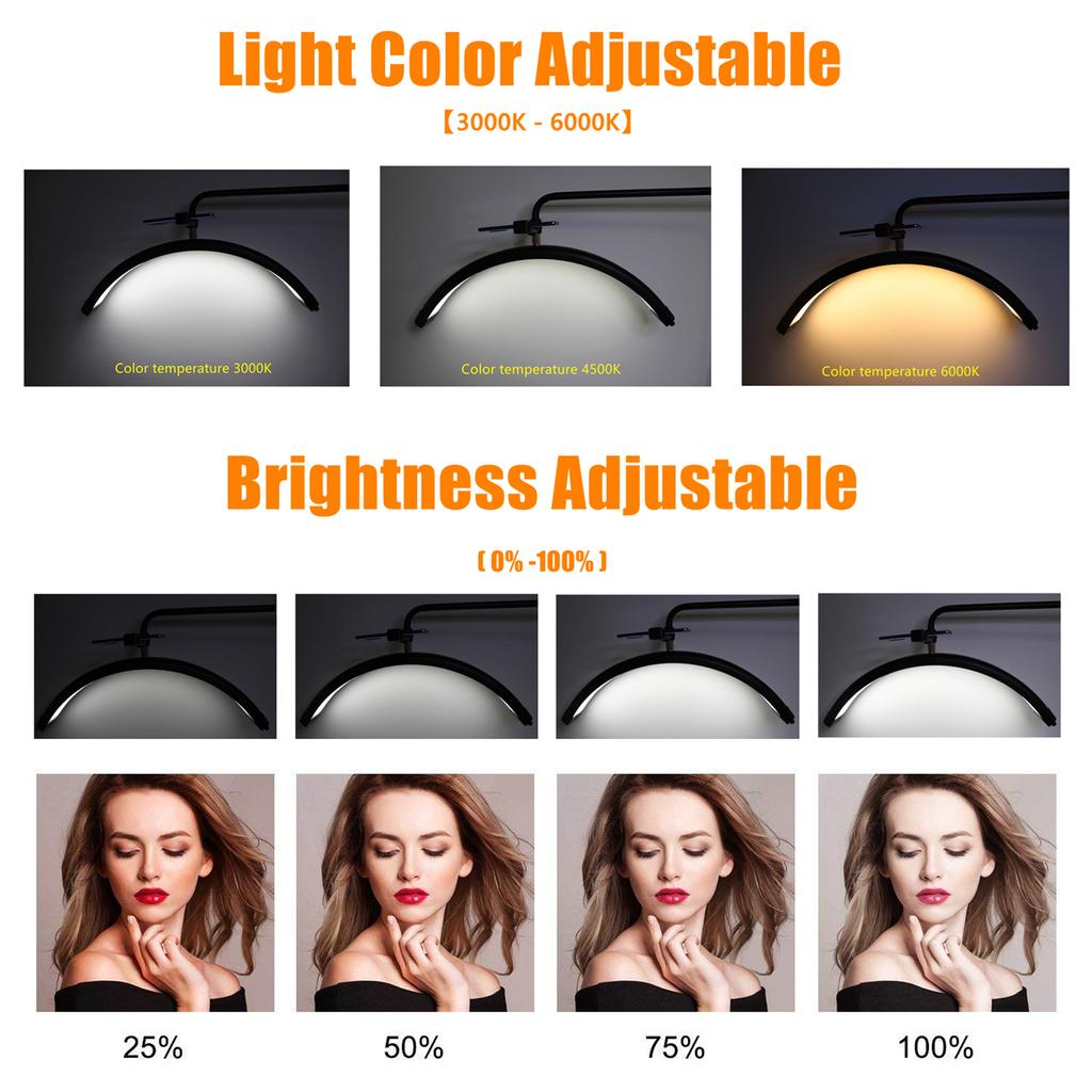 45W Half-moon Shaped Floor Fill Light LED Video Light 3000K-6000K Adjustable Brightness with Max.