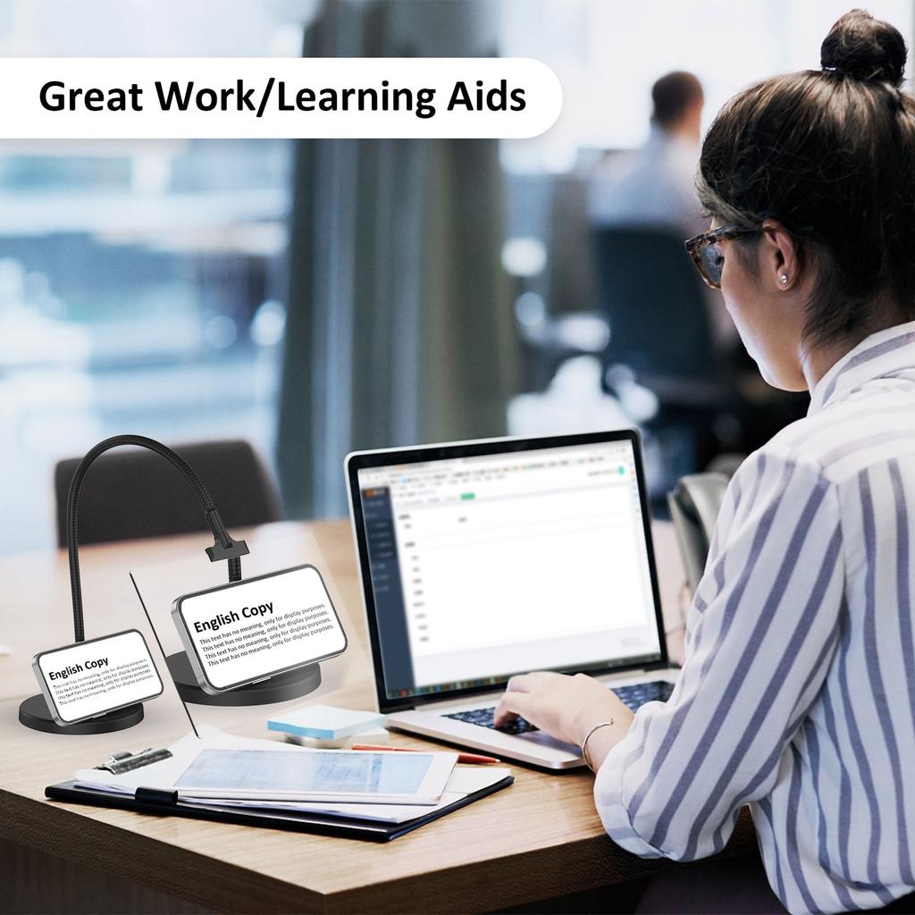 Настольная лупа 4X 5X Прямоугольная полностраничная лупа Гибкая лупа "свободные руки" для чтения Слабовидящие Пожилые люди Дети