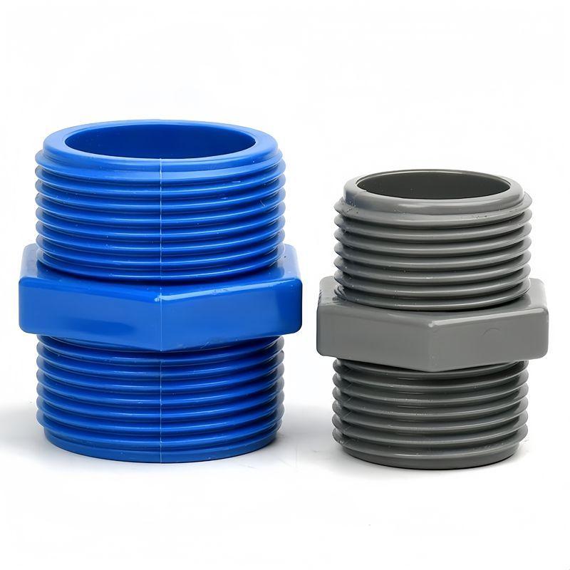 1PC 1/2~2'' Double Male Thread PVC Equal Straight Connectors Aquarium Fish Tank Water Supply Pipe Fitting Irrigation Accessories