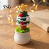 Handmade Wool Desktop Decorations Hand Crochet Potted Christmas Tree, Creative Knitted Plant, Mini Crocheted Winter Ornaments Cute Home Decorations,
