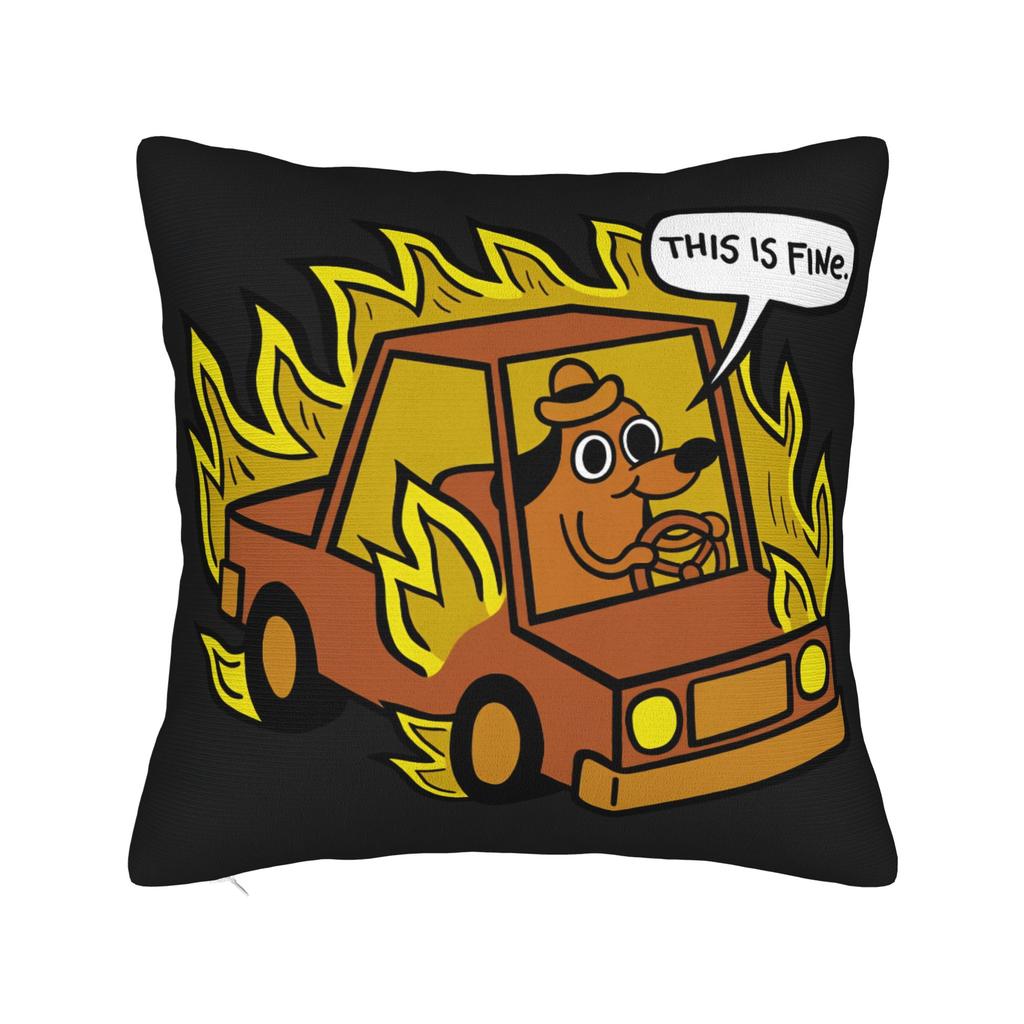This Is Fine Dog Pillowcases Kawaii Pillow Case For Sofa Home Decoration Comfy Pillow Cover