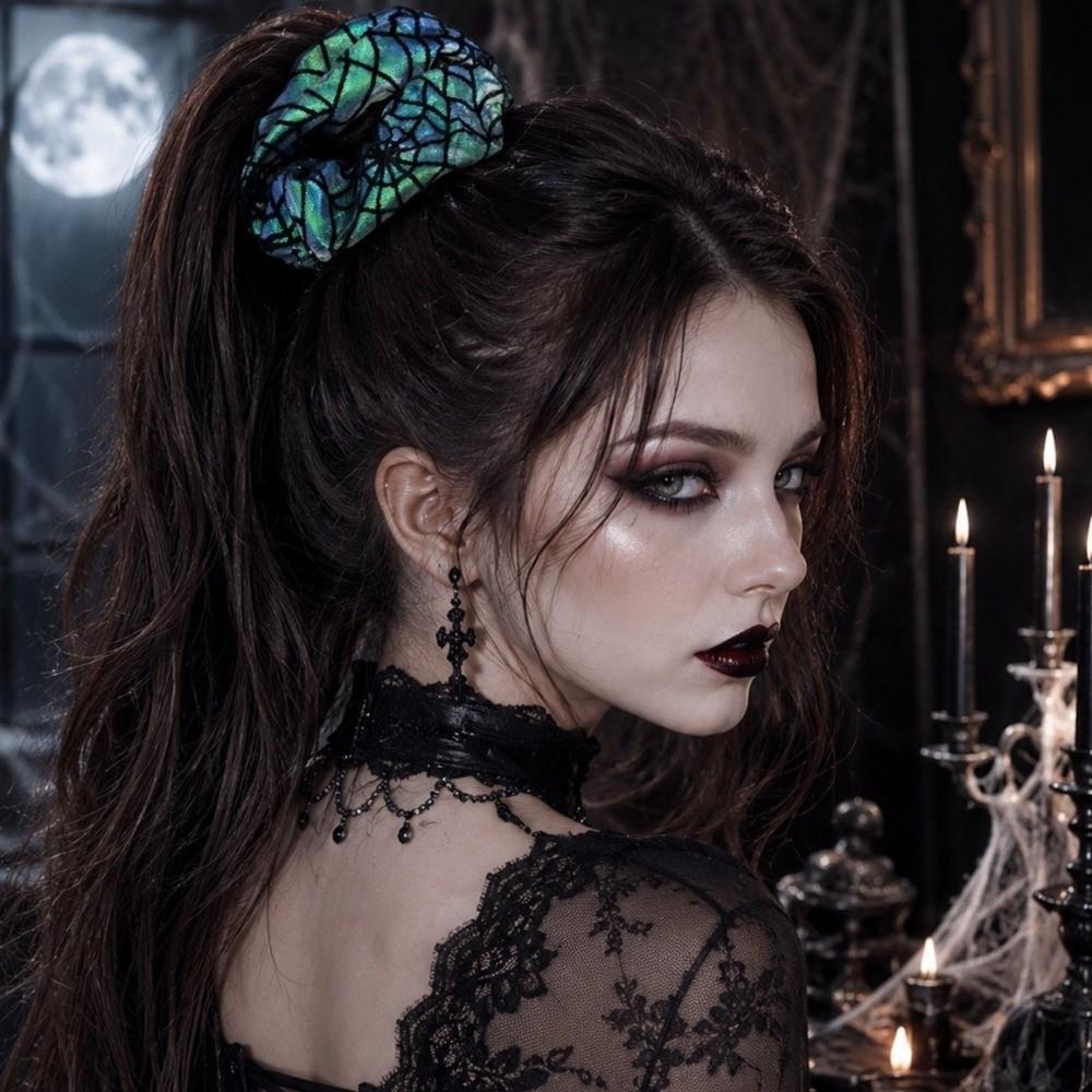 Spring Clip Spider Web Hair Bow Gothic Halloween Scrunchie Pumpkin Hair Clip Hair Accessories