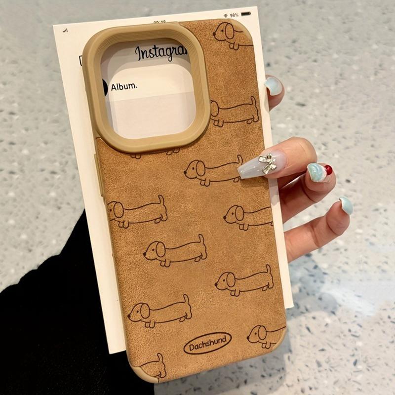 Western Highland Dog Dachshund Bonded Leather Case For iPhone 17 16 Pro Max 15 14 Plus 13 12 11 XS X XR 17 Air Shockproof Cover