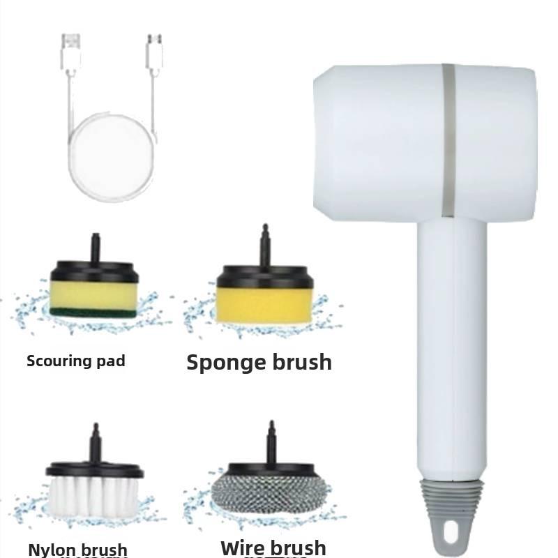 Electric Cleaning Brush For Kitchen Surfaces With Multiple Heads For Home Cleaning