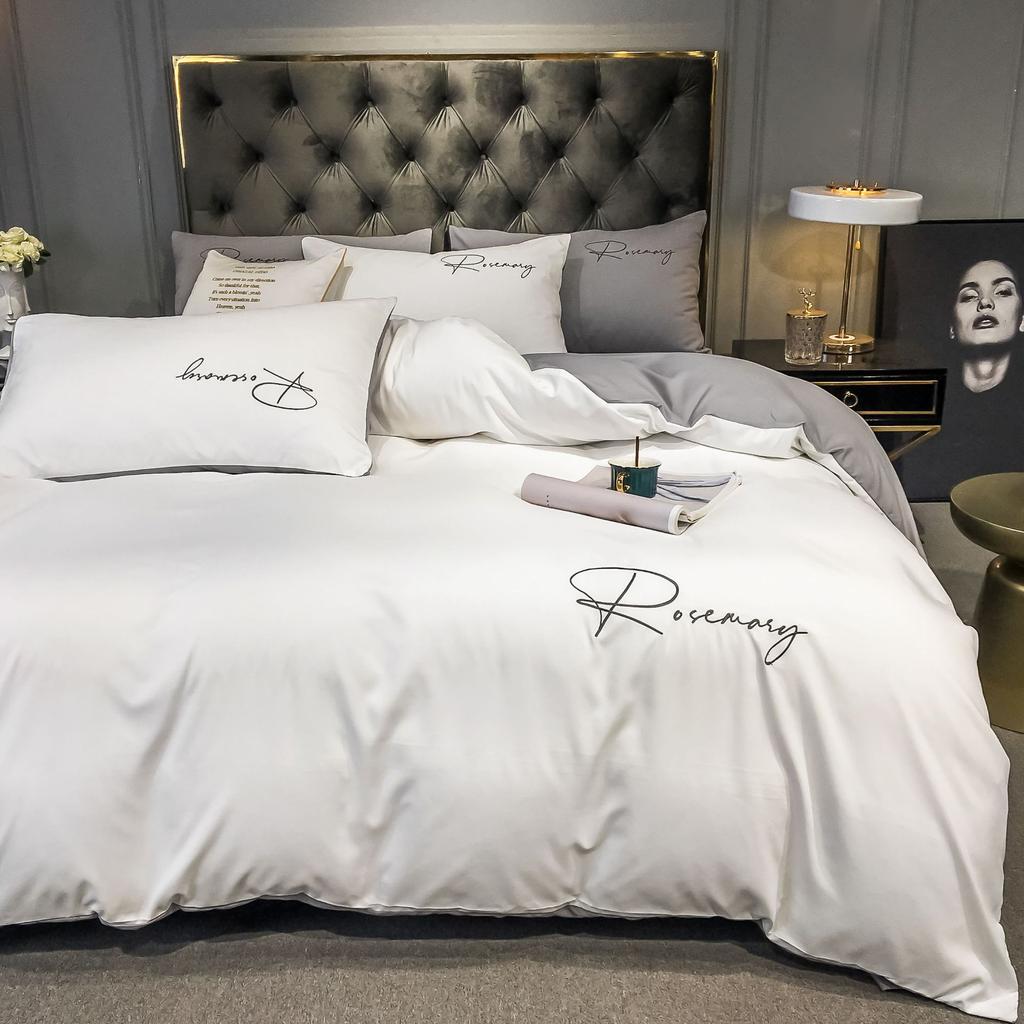 Утолщенное вышитое постельное белье, пододеяльник из четырех частей, простыня, комплект из трех частей для спальни