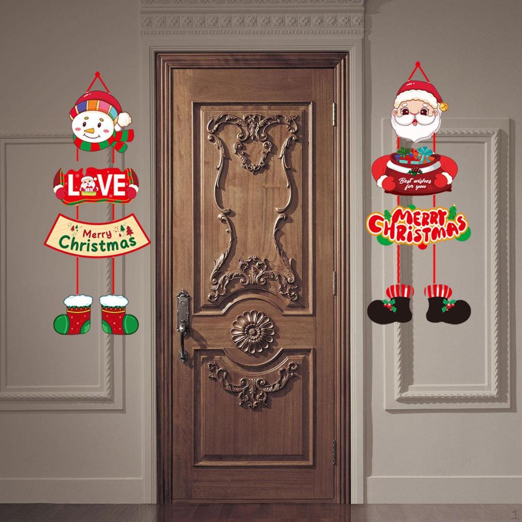 2 Pack Christmas Door Hanging Ornaments Front Signs for Window, Porch, Holiday, Wall