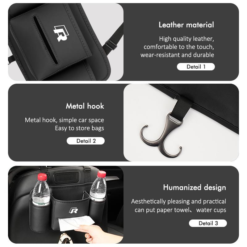 Car Seat Back Leather Hanging Tissue Water Cup Storage Bag For Volkswagen VW Golf Polo 4 5 6 Passat B5 B6 B7 CC Jetta Tiguan zr4