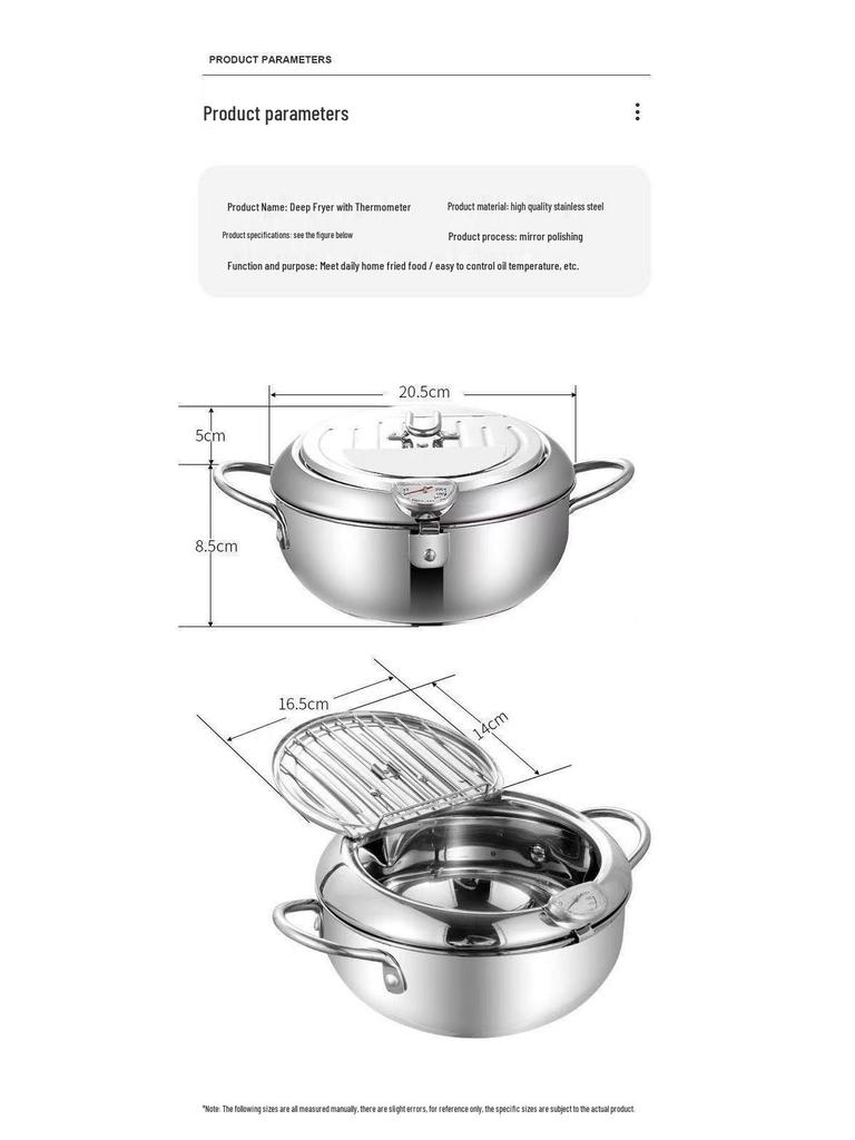 Фритюрница для темпуры из нержавеющей стали 304/201# с дисплеем температуры масла и крышкой-фильтром