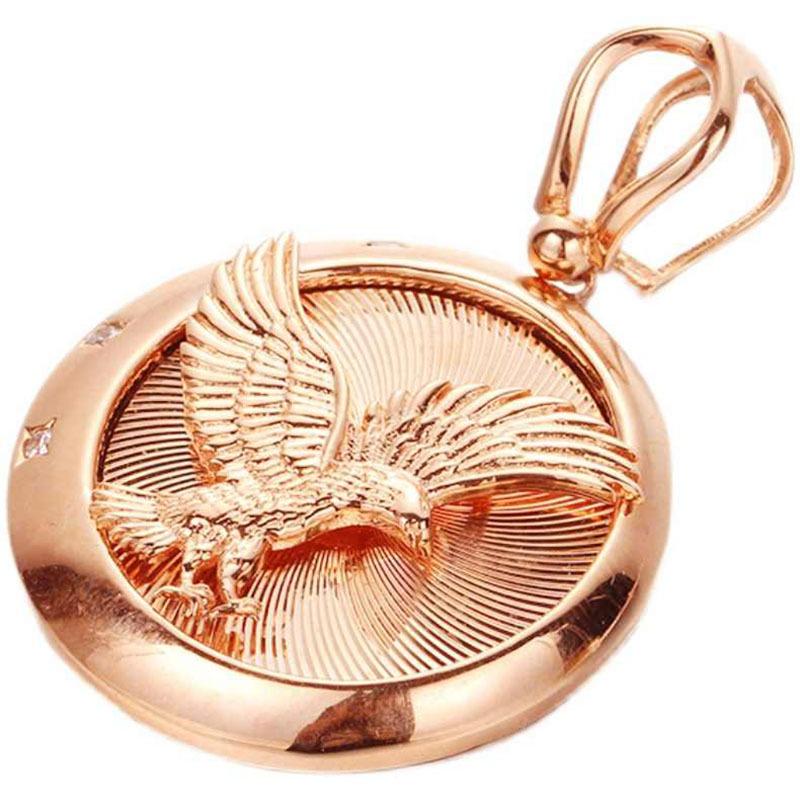 Фиолетовый Золотой Роскошный Орел Покрытый Розовым Золотом Цвет Золотой Дизайн Ретро Круглый Бренд Подвеска Ожерелье