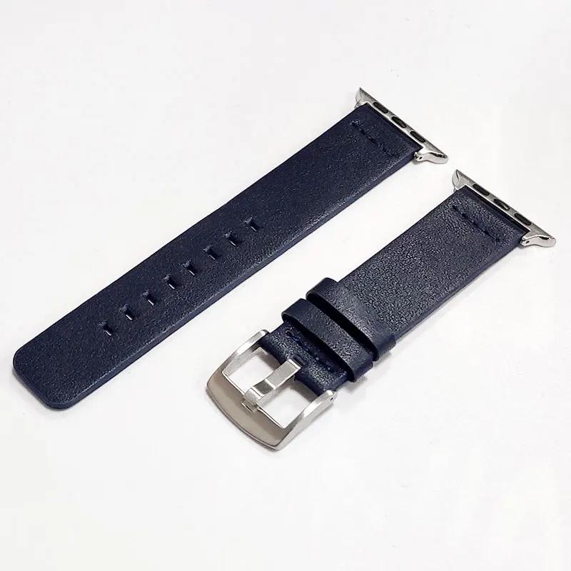 Простые ремешки из натуральной кожи для Apple Watch Series 9 8 7 6 SE 5 4 3 Браслет 38/40/41 мм 42/44/45 мм Ремешки для iwatch Ремешок