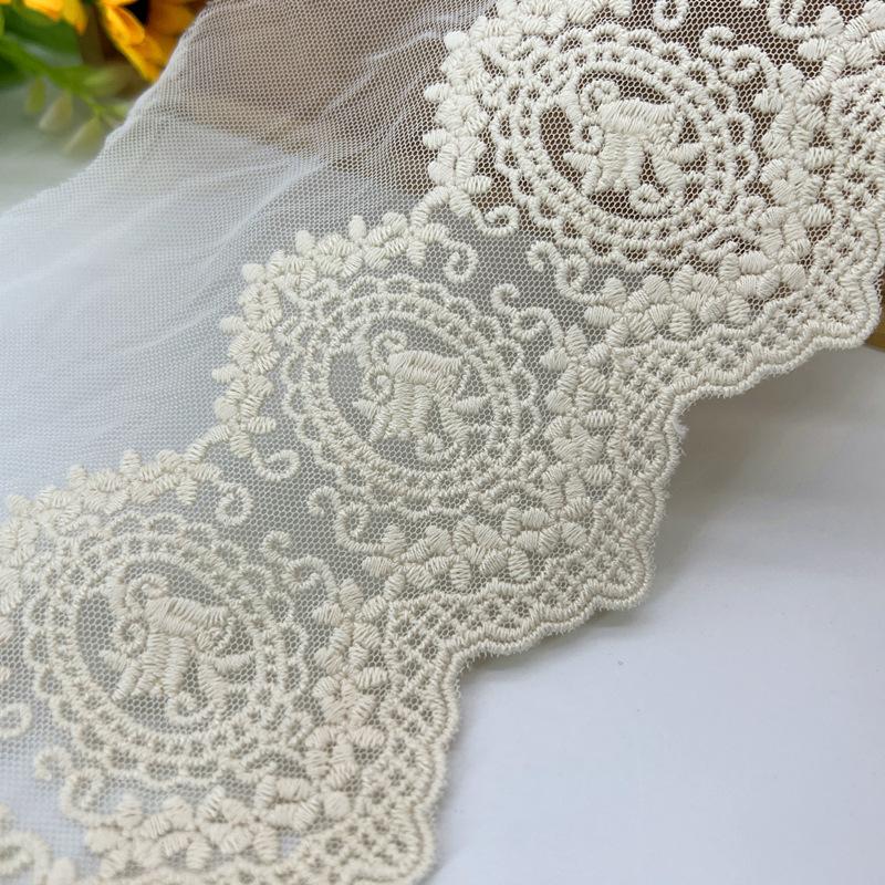 3 метра/лот 13 см шириной абрикосовое полое сеточное кружево трехмерная вышивка кружевная ткань DIY одежда жаккардовые аксессуары