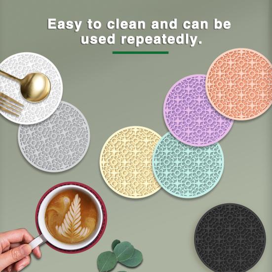 Силиконовая подставка с рисунком в стиле ретро, теплоизоляция, легко чистящаяся, многоразовая, винтажная, круглая, мягкая подставка