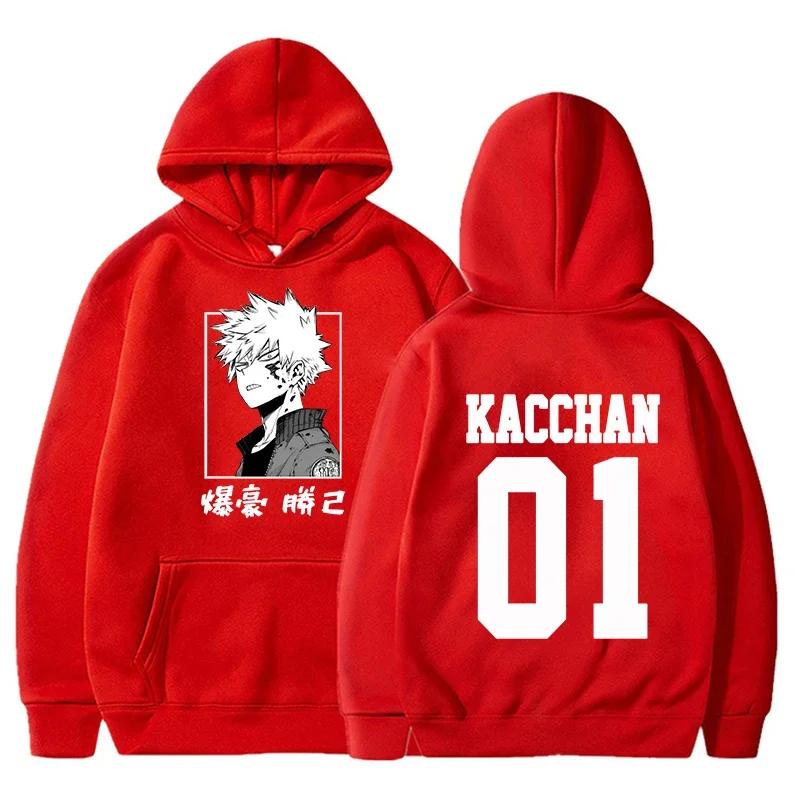 Аниме Бакуго Кацуки Принтованный Худи Оверсайз Осень Зима Женский Мужской Худи Харадзюку Повседневные Толстовки