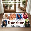 Crystal Velvet Square Rug Custom NameBillie Eilish Pattern Non Slip Home Floor Decor Rug