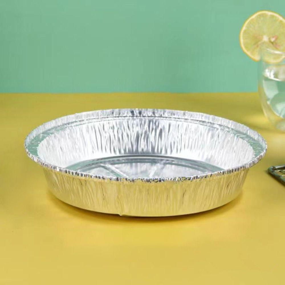 50Pcs Round Foil Trays Non-Stick Aluminum Foil Plates Tin Portable Foil Flan Dishes Baking