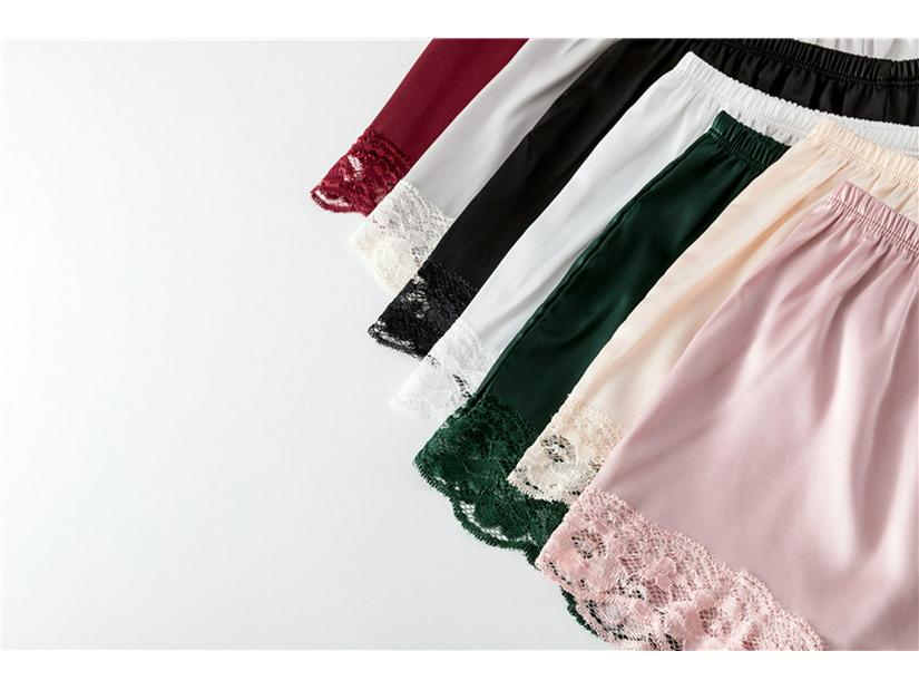 Женские свободные шорты с кружевной отделкой и защитой от просвечивания, из шелковистой ткани - Летние безопасные леггинсы больших размеров